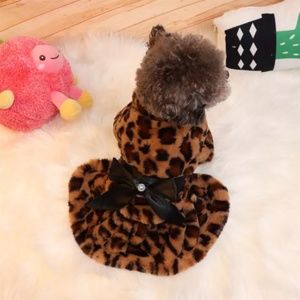 Pet Clothes Dog or Cat Leopard brown black dress coat Plus FREE Pet hair remover